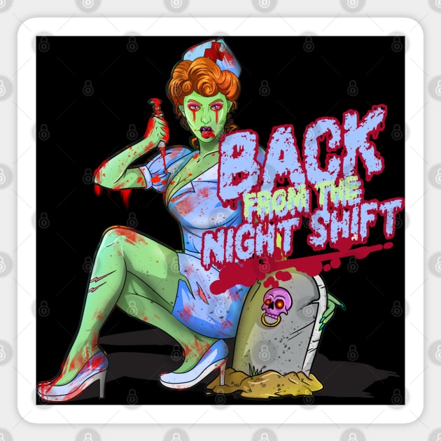 Healthcare Night Shift Nurse Zombie Sticker by Trendy Black Sheep